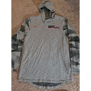 The Nike Tee Gray Ohio State Buckeyes  Long Sleeve Hoodie T-Shirt Size Small